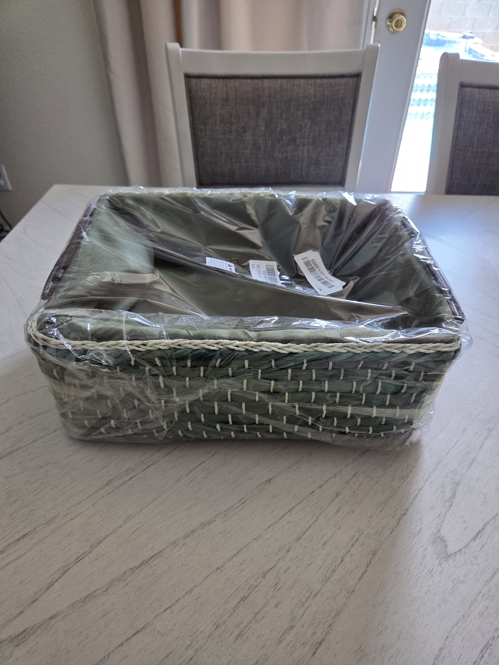 Kingwillow Woven Maize Storage Bins with PU Leather Handles (Medium, Green)